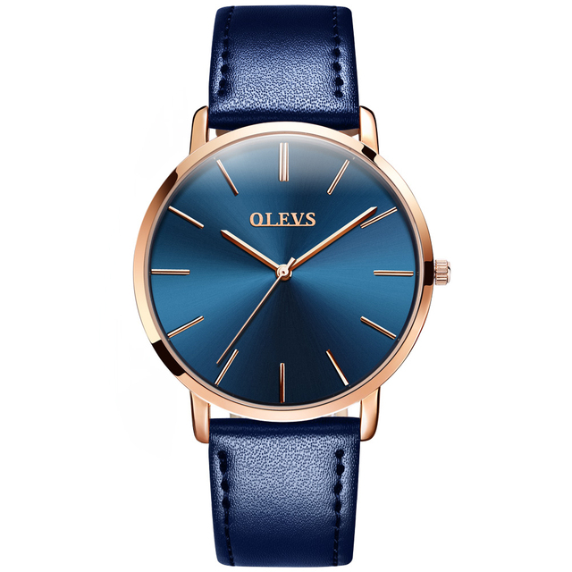 OLEVS Ultra-thin Men Watches Top Brand Fashion Casual Luxury Genuine Leather Japan Quartz Waterproof Wristwatch for Male