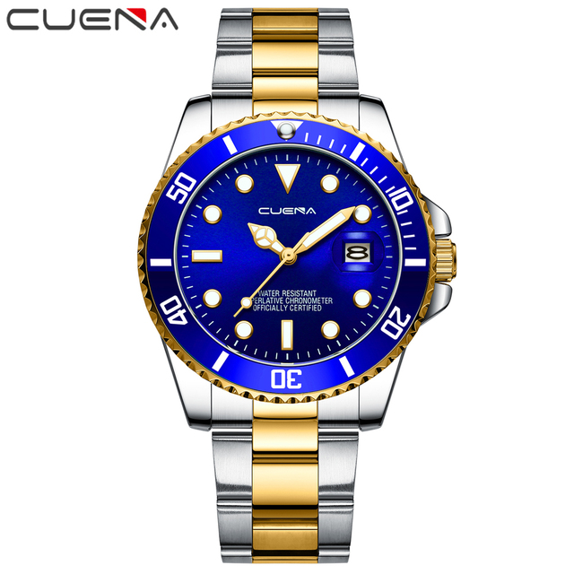 CUENA 2022 New Gold Watch Men Watches Men Creative Stainless Male Wrist Watches Waterproof Clock Relogio Hombre