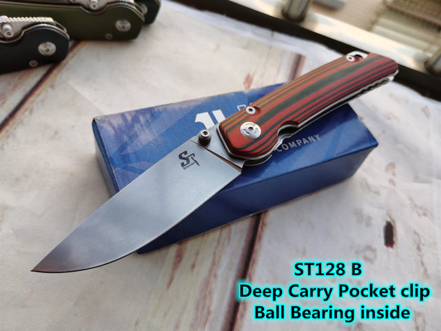 Sitivien ST128 Real D2 Steel Ball Bearing Thumb Open Folding G10 Camping Hunting Kitchen Survival Outdoor EDC Tool Utility Knife