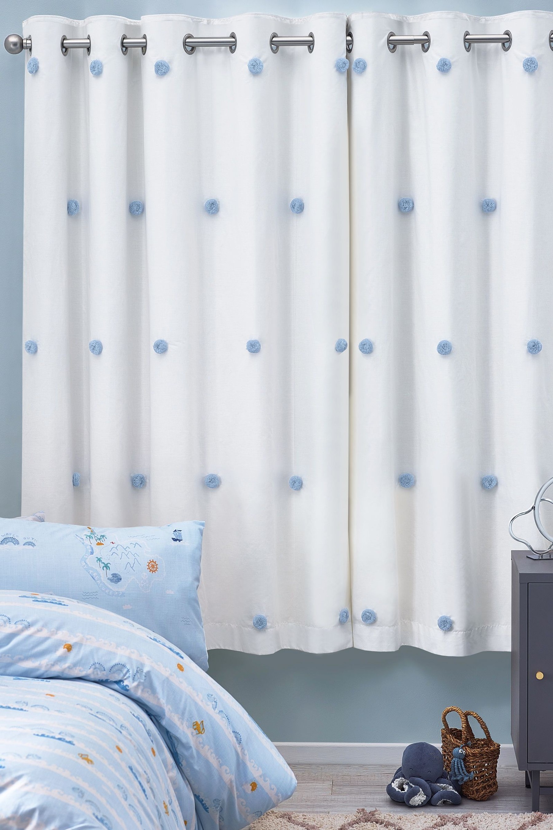 Pom Pom Eyelet Blackout Curtains