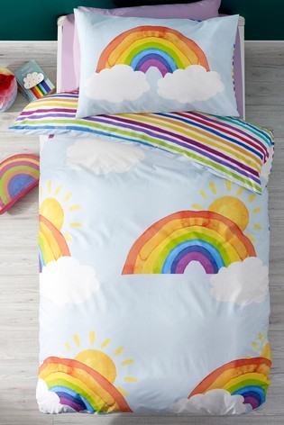 Bright Rainbow Reversible Duvet Cover And Pillowcase Set