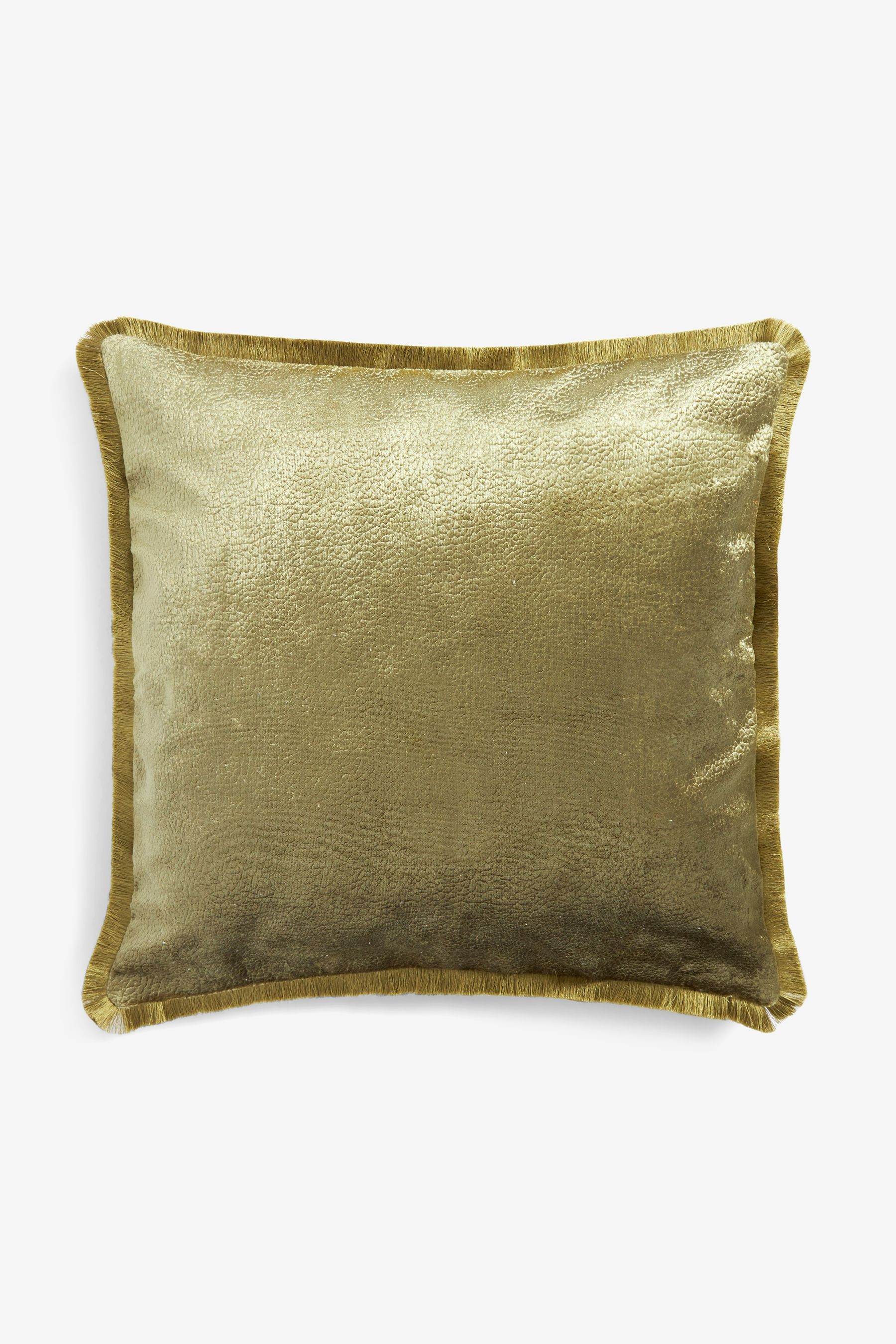 Collection Luxe Textured Velvet Fringe Cushion With Feather Pad