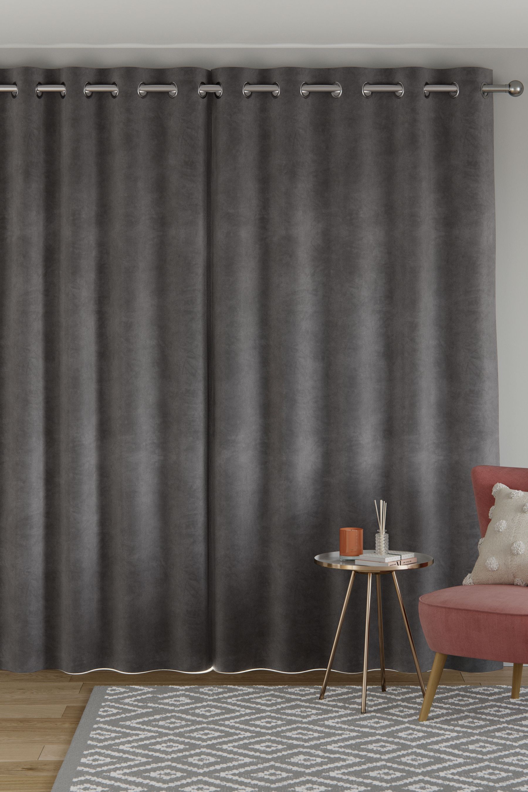 Matte Velvet Curtains Eyelet Lined