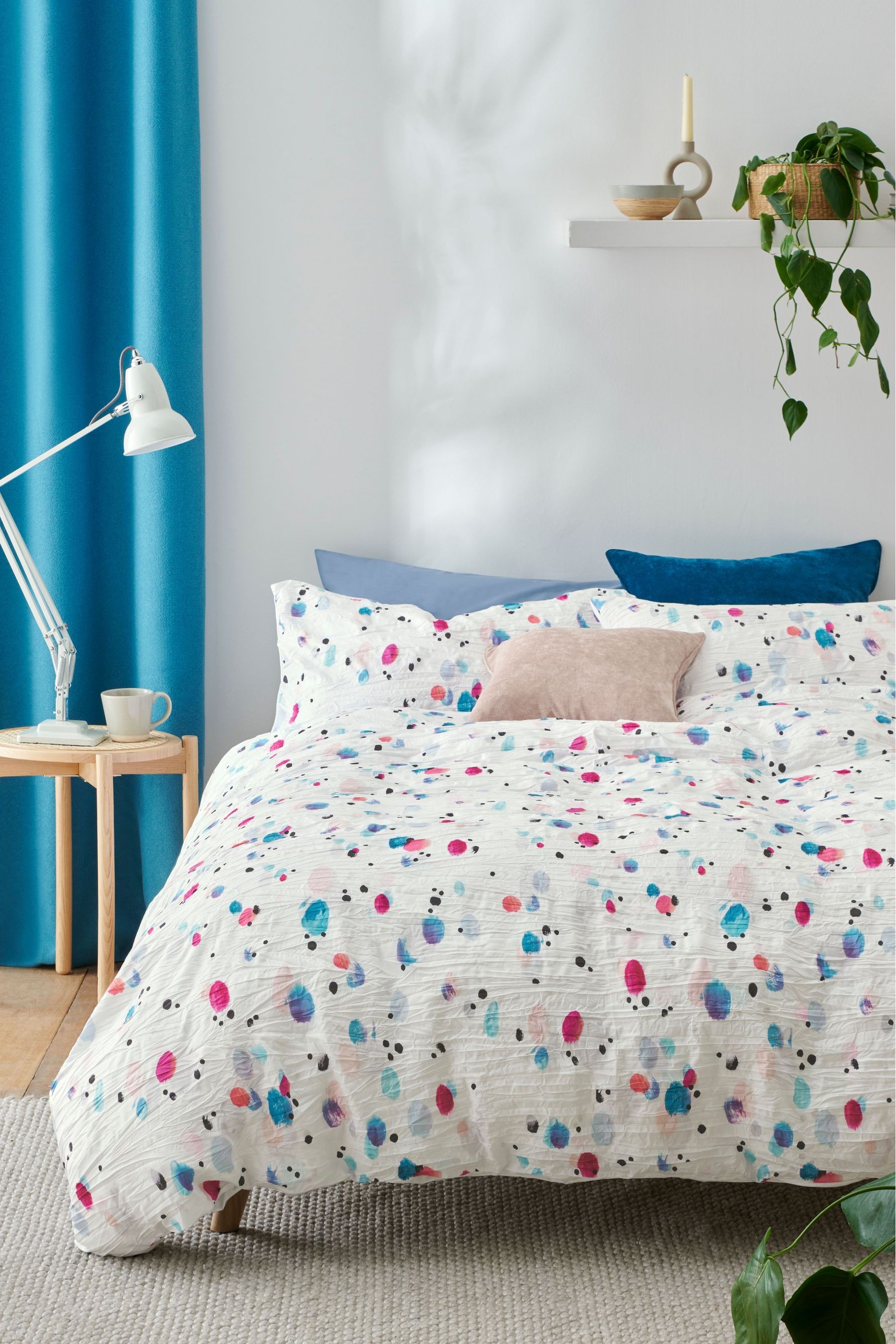 Simply Soft Crinkle Painted Spots Duvet Cover and Pillowcase Set