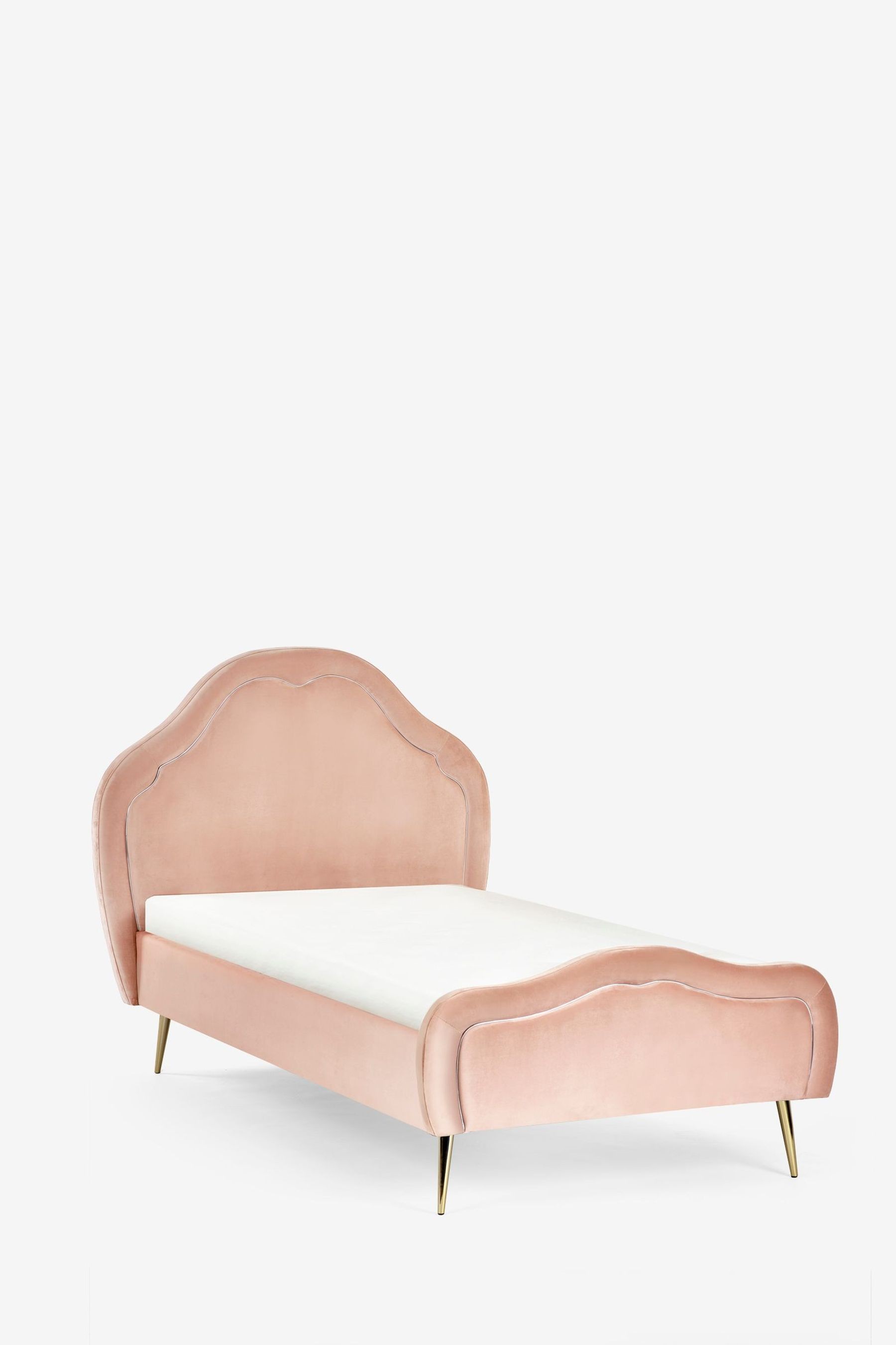 Princess Blush Pink Velvet Upholstered Bed