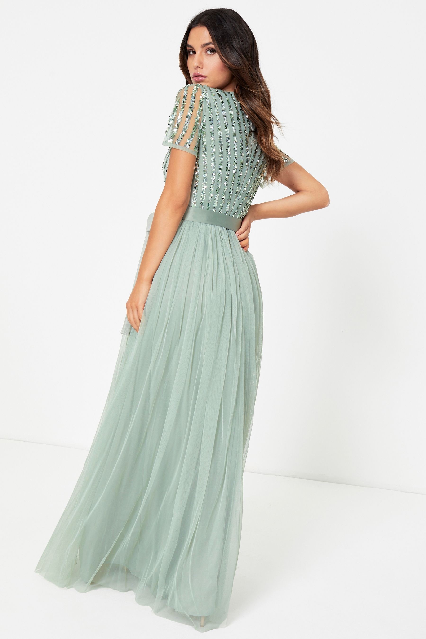 Maya Chevron Sequin Maxi Dress