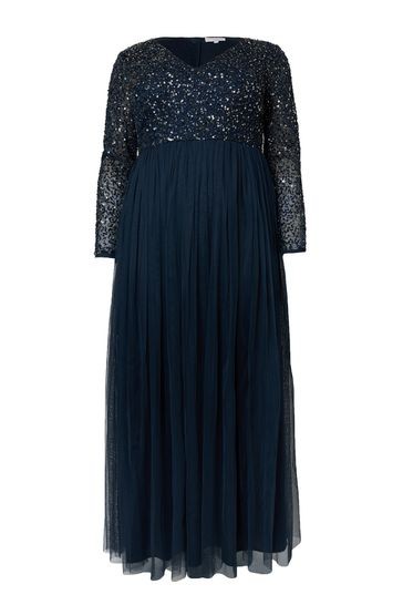 Maya Embellished Long Sleeve Maxi Dress Curve