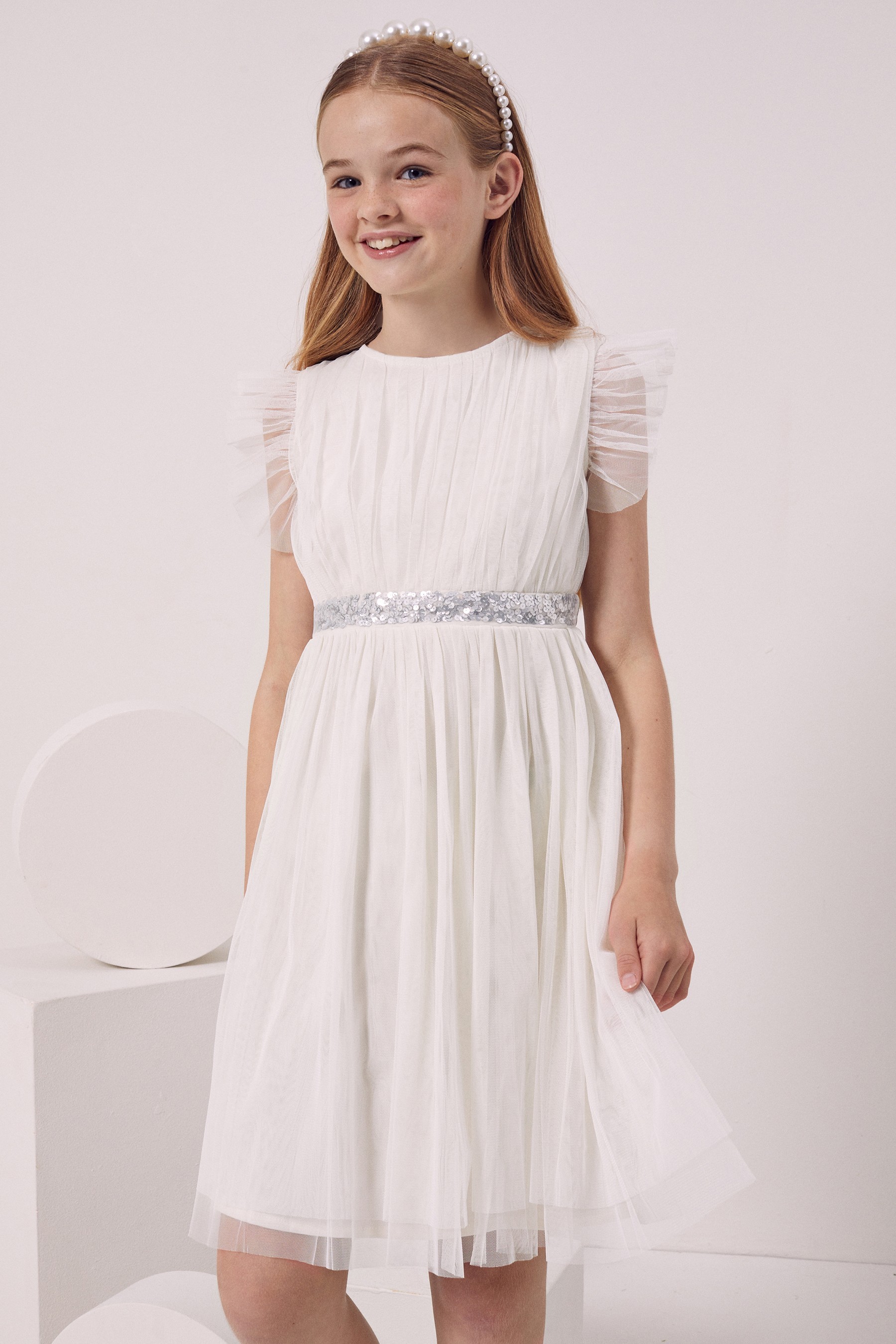 Maya Girl Embellished Waist Tulle Dress