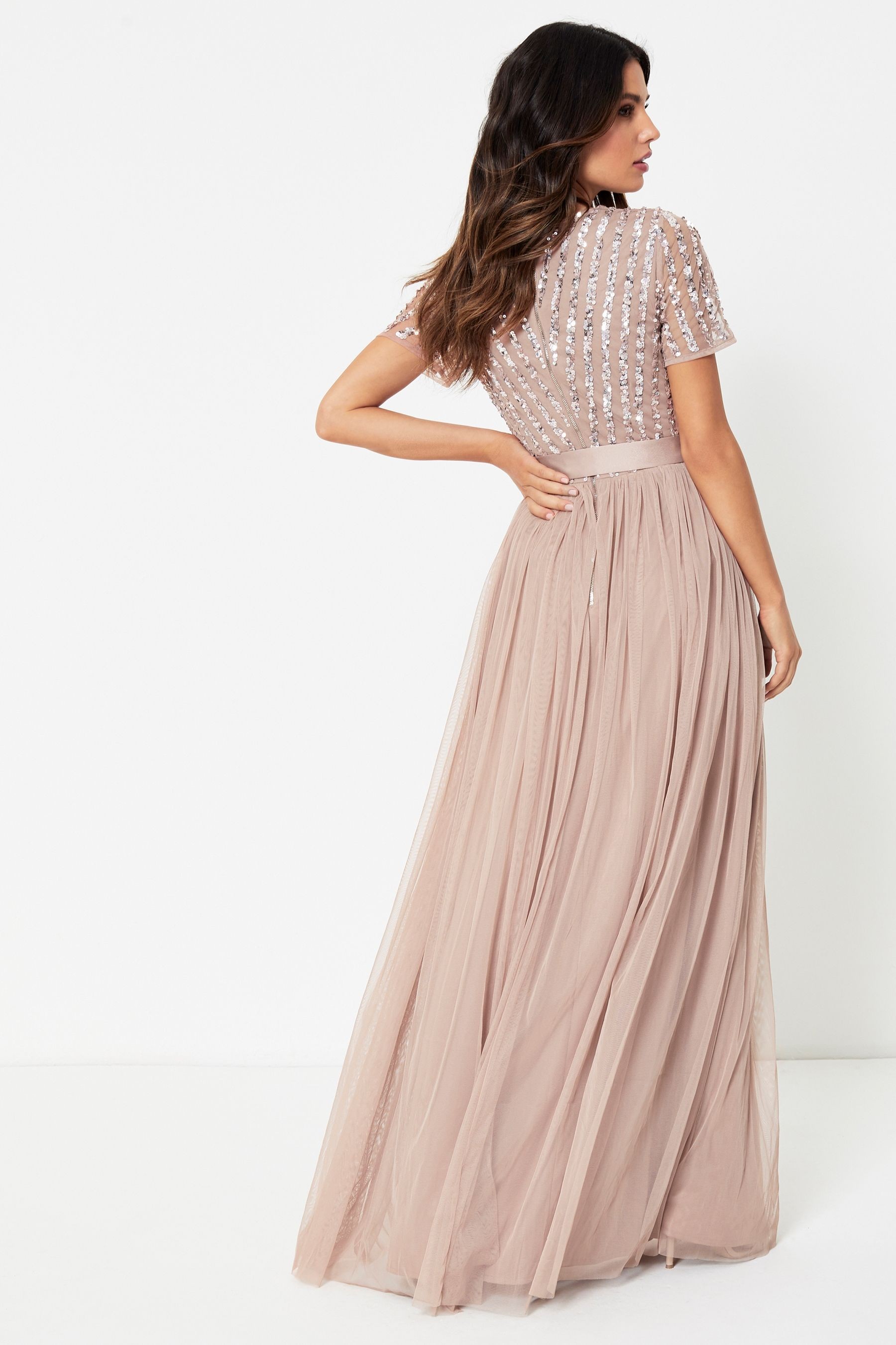 Maya Chevron Sequin Maxi Dress