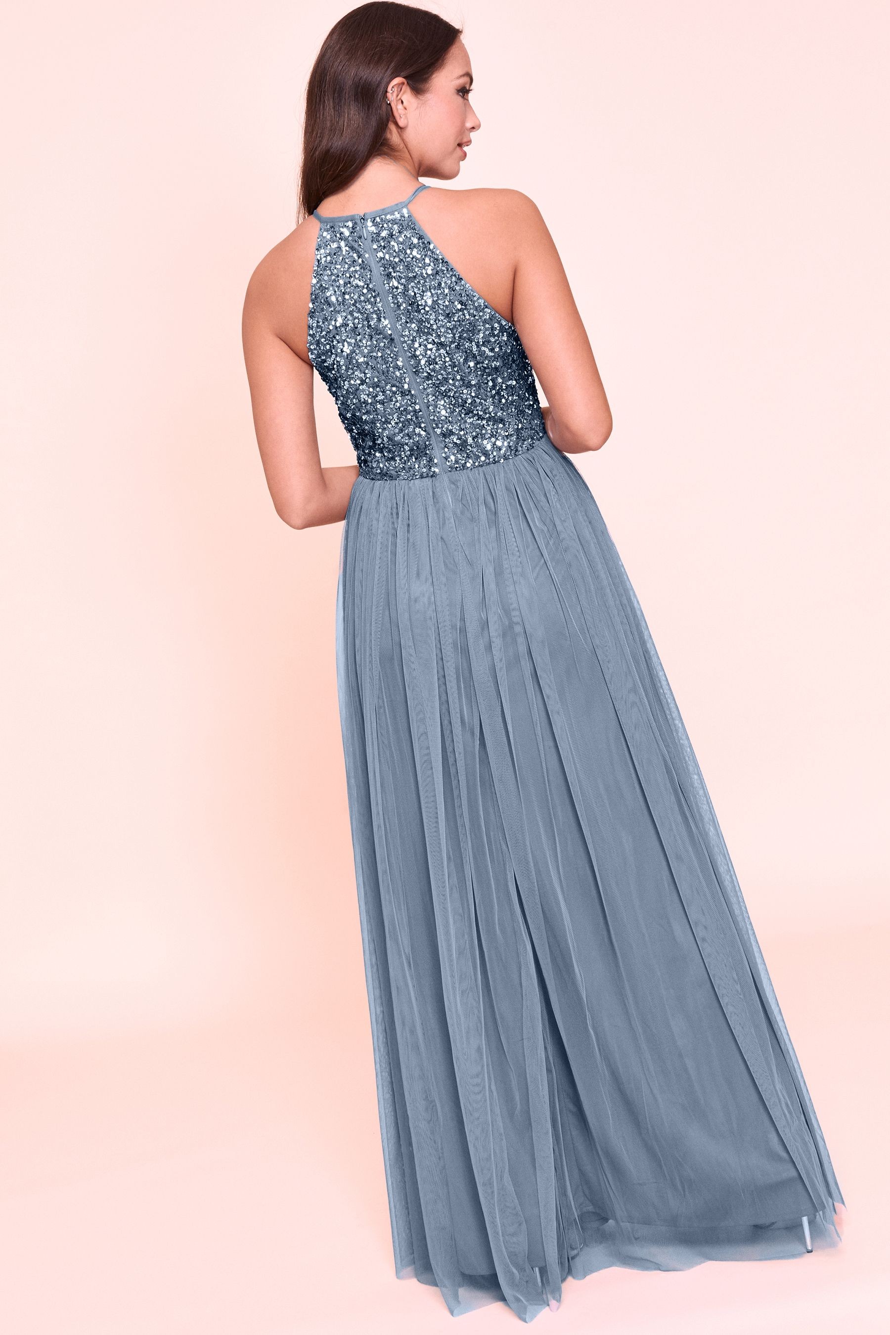 Maya Halterneck Delicate Sequin Maxi Dress Regular