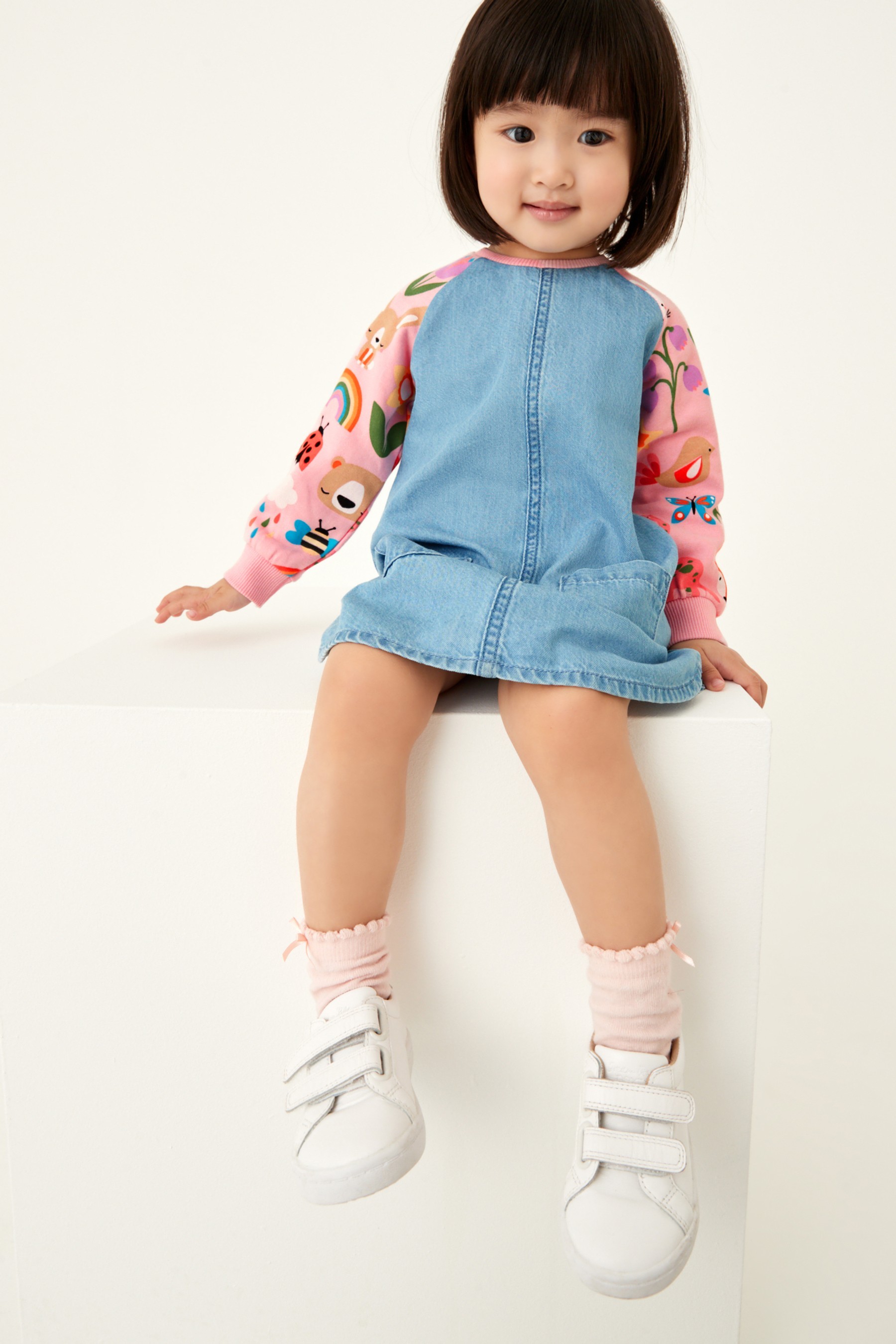 Rainbow Raglan Denim Dress (3mths-7yrs)