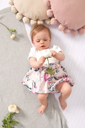 Lipsy Baby Puff Sleeve Dress With Matching Knicker