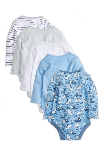 M&Co Blue Long Sleeve Bodysuits Five Pack