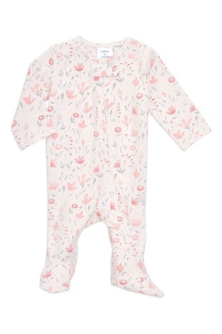 aden + anais Pink Comfort Knit Perennial Footie Bodysuit