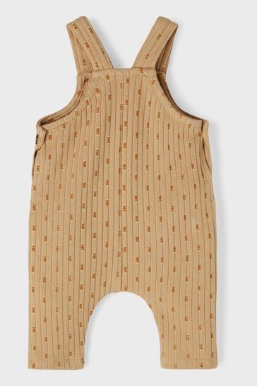 Lil'Atelier Baby Beige Sweetie Print Ribbed Dungarees