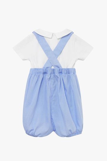 Trotters London Blue Gingham Little Guardsman Romper