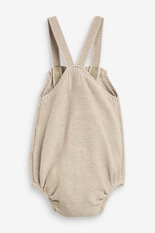 The Little Tailor Cream Fawn Knitted Baby Romper Bodysuit