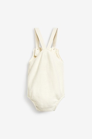 The Little Tailor Cream Knitted Baby Romper Bodysuit