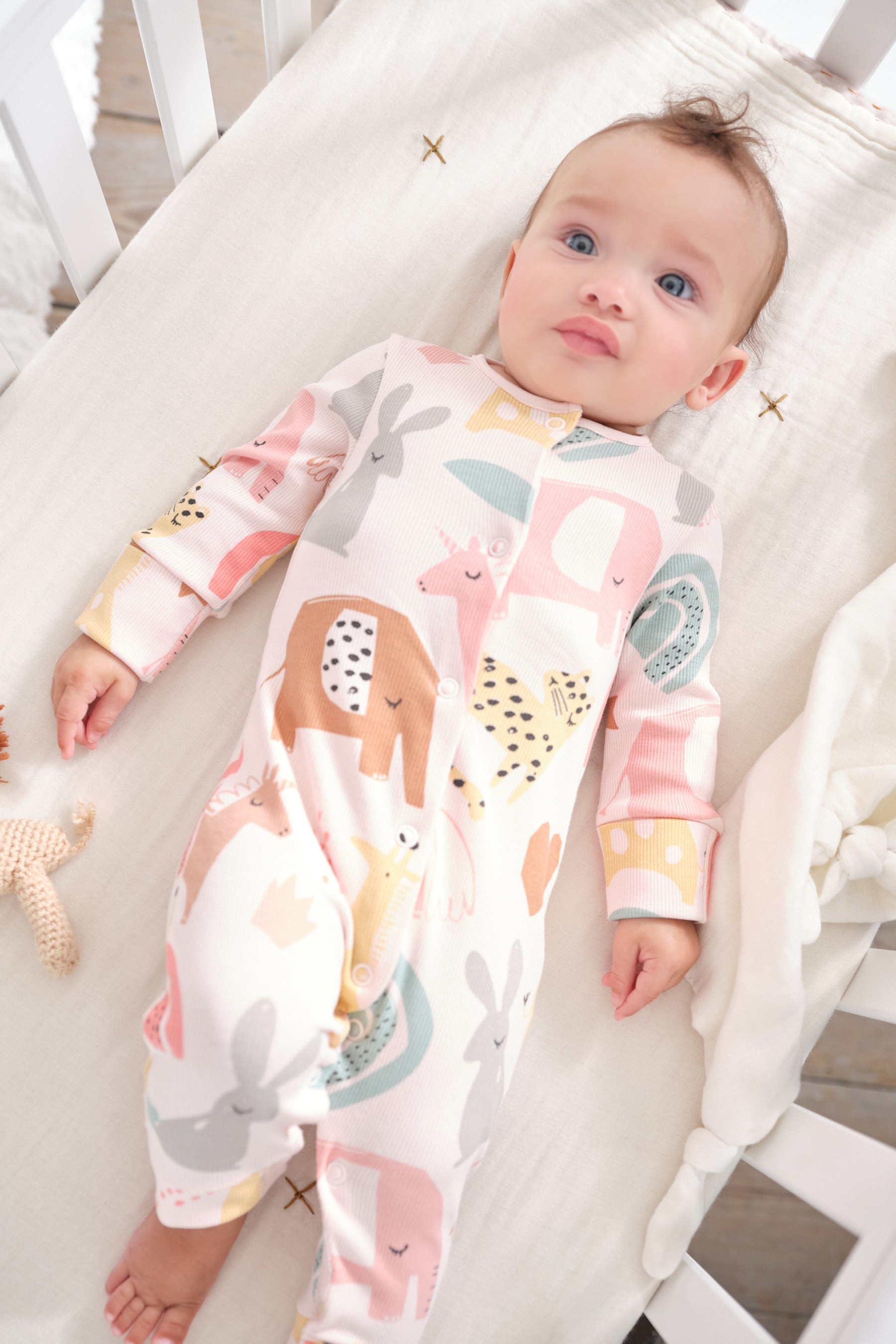 Baby 3 Pack Footless Sleepsuits (0mths-3yrs)