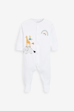 3 Pack Delicate Appliqué Baby Sleepsuits (0-2yrs)