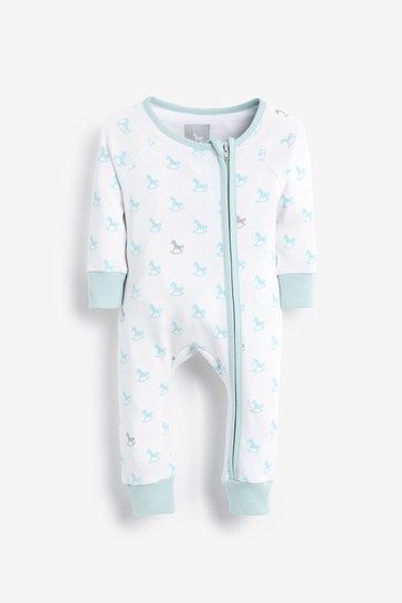 The Little Tailor Blue Zip Front Onsie Sleepsuit