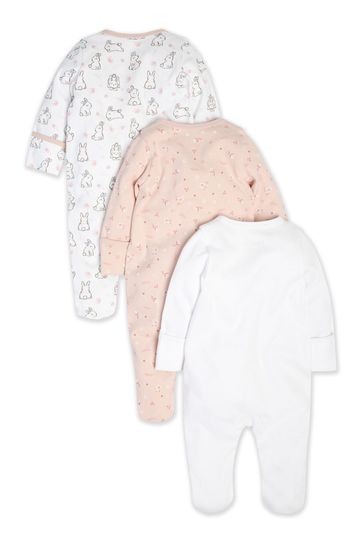 M&Co Pink Bunny Sleepsuits 3 Pack