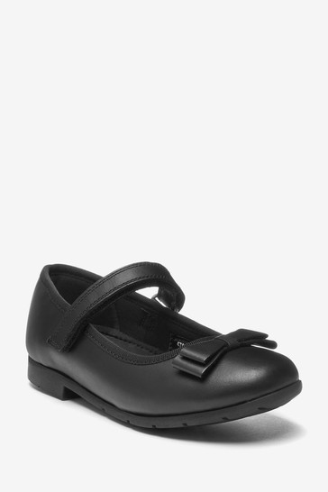 School Leather Bow Mary Jane Shoes Narrow Fit (E)