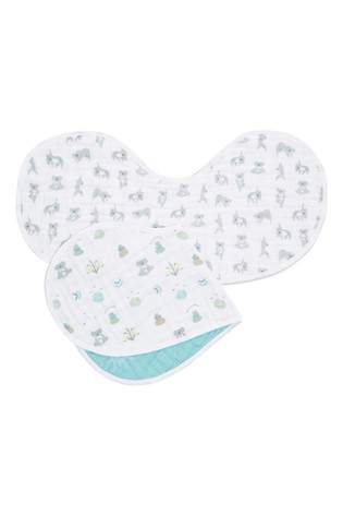 Aden + Anais White Cotton Muslin Now + Zen Burpy Bibs 2 عبوة