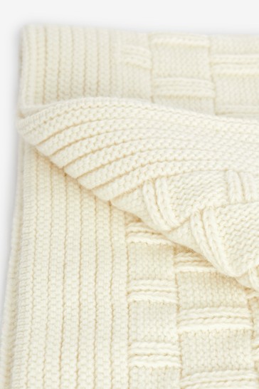 Benetton White Knitted Blanket