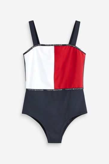 Tommy Hilfiger Girls Blue Logo Swimsuit