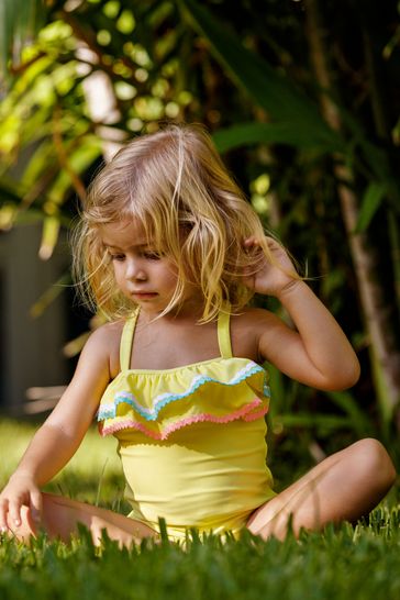 Sunuva Yellow Ric Rac Frill Swimsuit