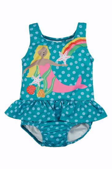 Frugi Blue Mermaid UPF 50+ Recycled Coral Swimsuit