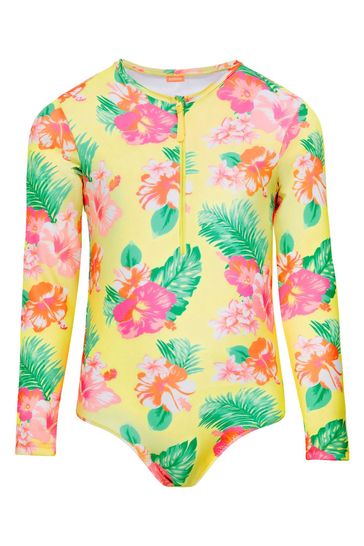 Sunuva Yellow Hibiscus Long Sleeve Surfsuit