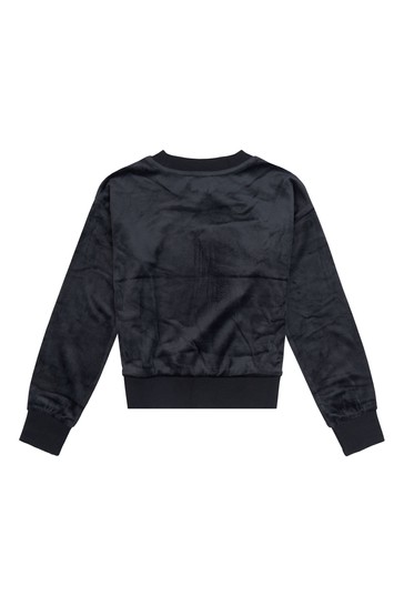 Juicy Couture Black Velour Crew Neck Sweater