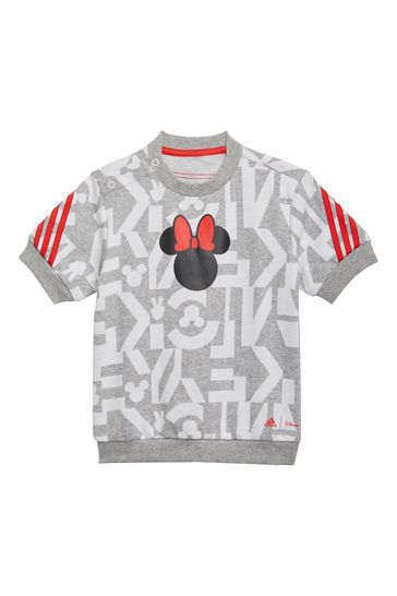 طقم من تي شيرت وبنطلون ضيق رمادي Disney Daisy Duck للأطفال الصغار من adidas