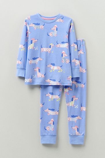 مجموعة ملابس Crew Clothing Company Blue Pj كم طويل Lola Aop Pyjamas