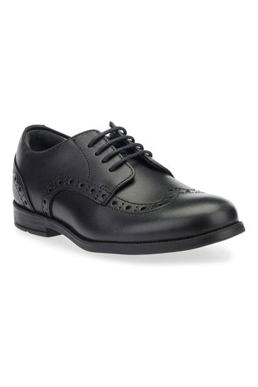 Start-Rite Pri Brogue Lace-up Black Leather School Shoes