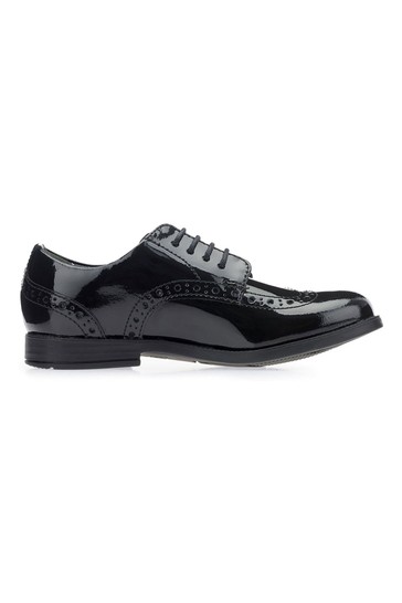 Start-Rite Pri Brogue Lace-up Black Patent Leather School Shoes