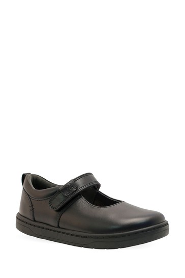 Start-Rite Mystery Black Leather Riptape Shoes