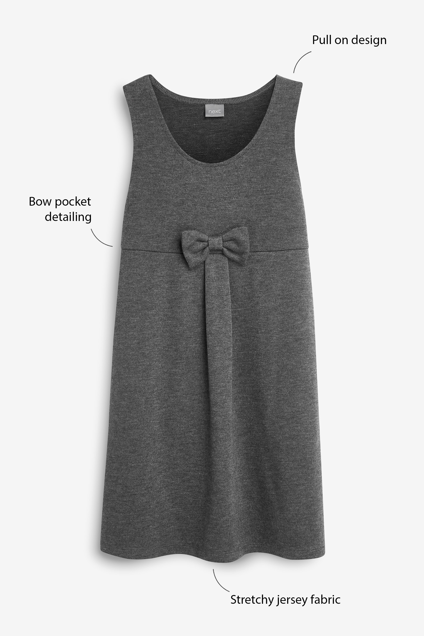 Jersey Bow School Pinafore (3-14yrs)