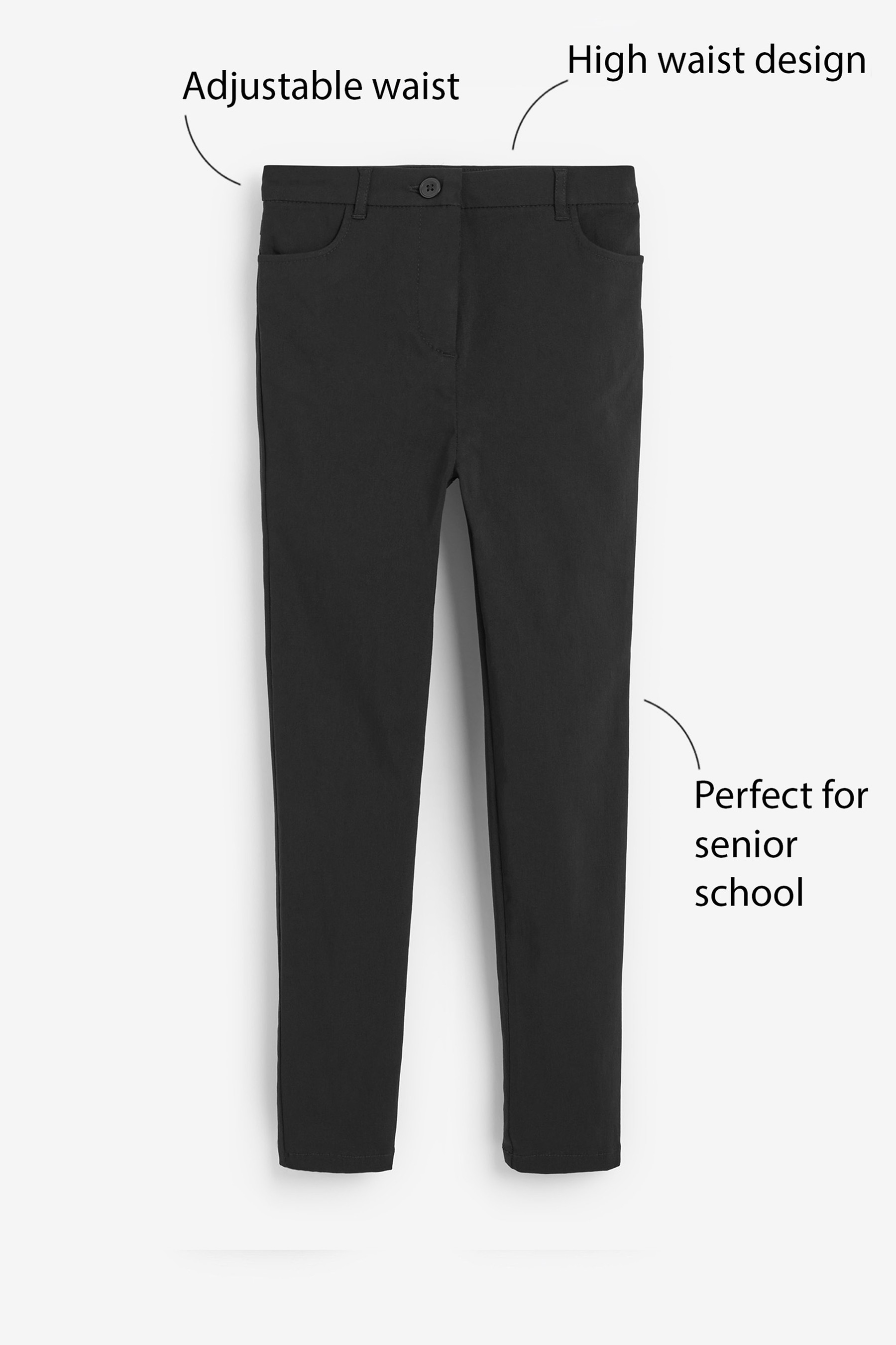 Skinny Fit Stretch High Waist School Trousers (9-17yrs)