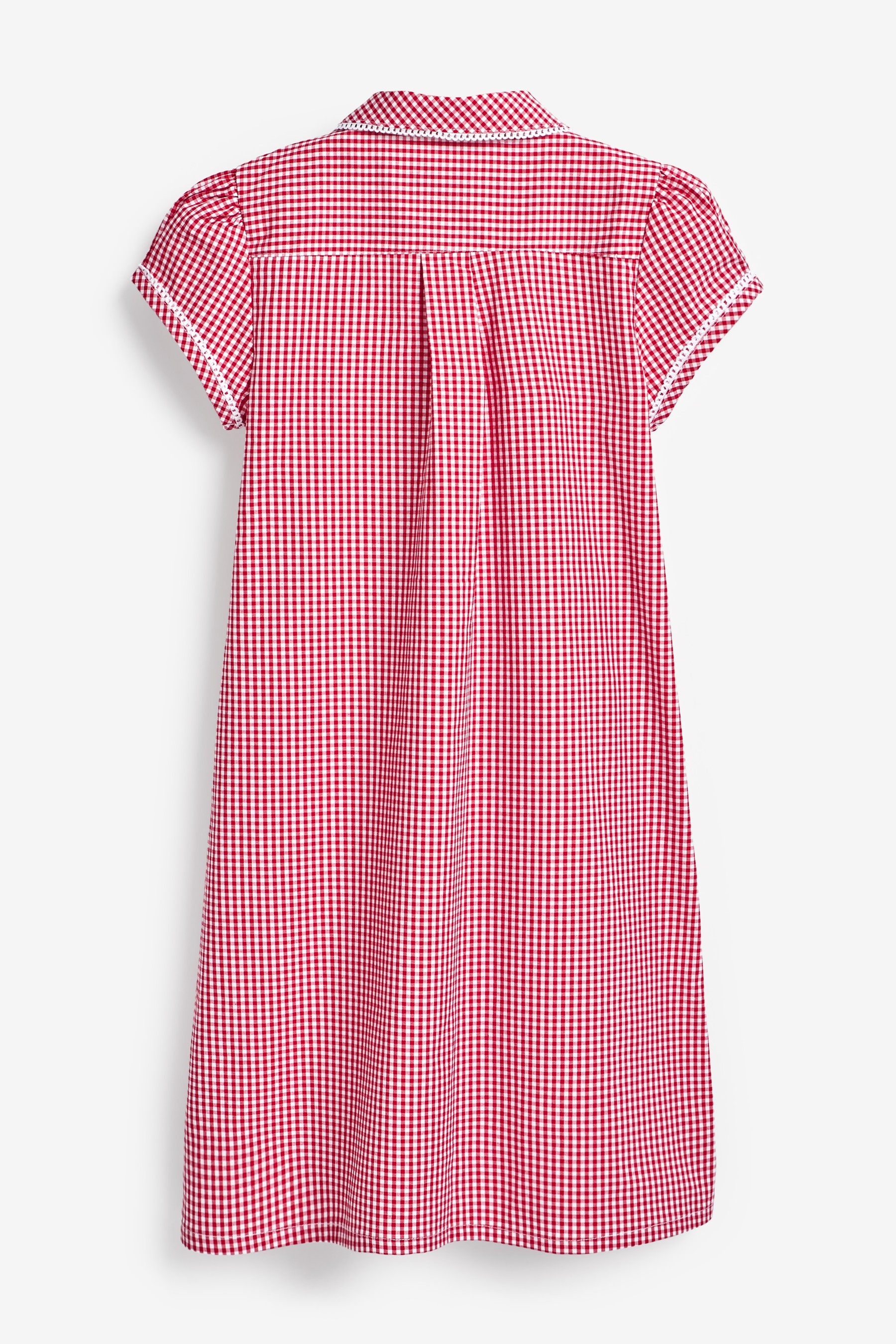 Button Front Lace Gingham School Dress (3-14yrs)