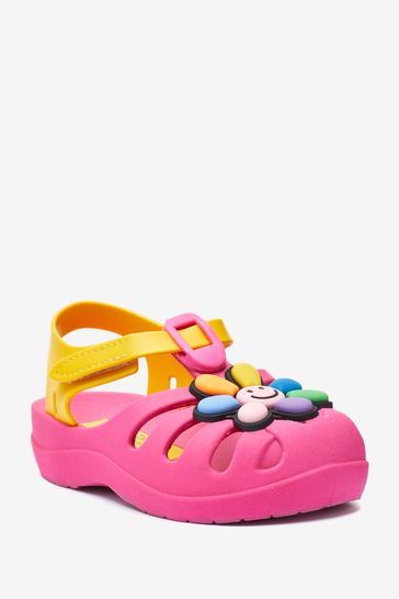 Ipanema Pink Baby Smiley Face Embellished Pump Sandals