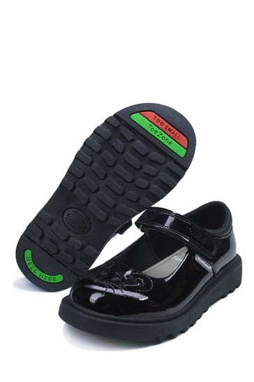 ToeZone Black Patent Single Strap Novelty Mouse School Shoes