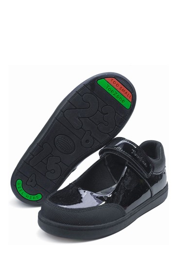 ToeZone Black Patent One Strap School Shoes