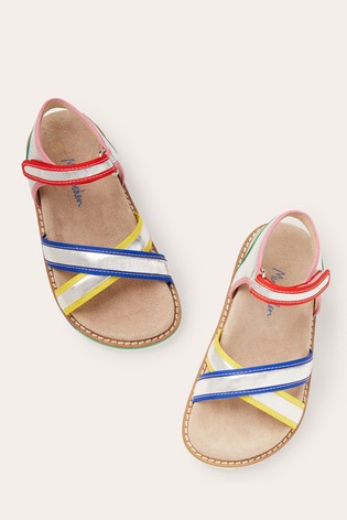 Boden Silver Metallic Rainbow Sandals