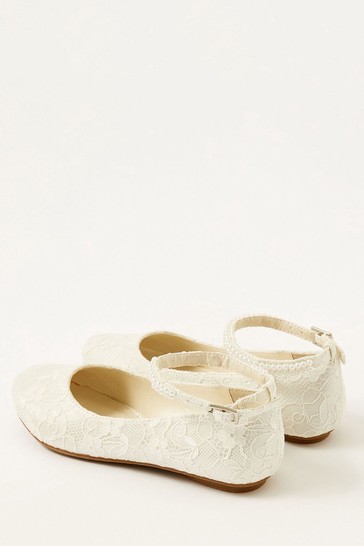 Monsoon Natural Lace Pearl Ballerina Flats