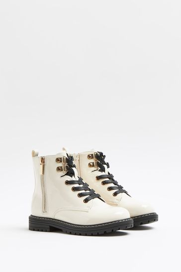 River Island Cream Og Lace Up Boots