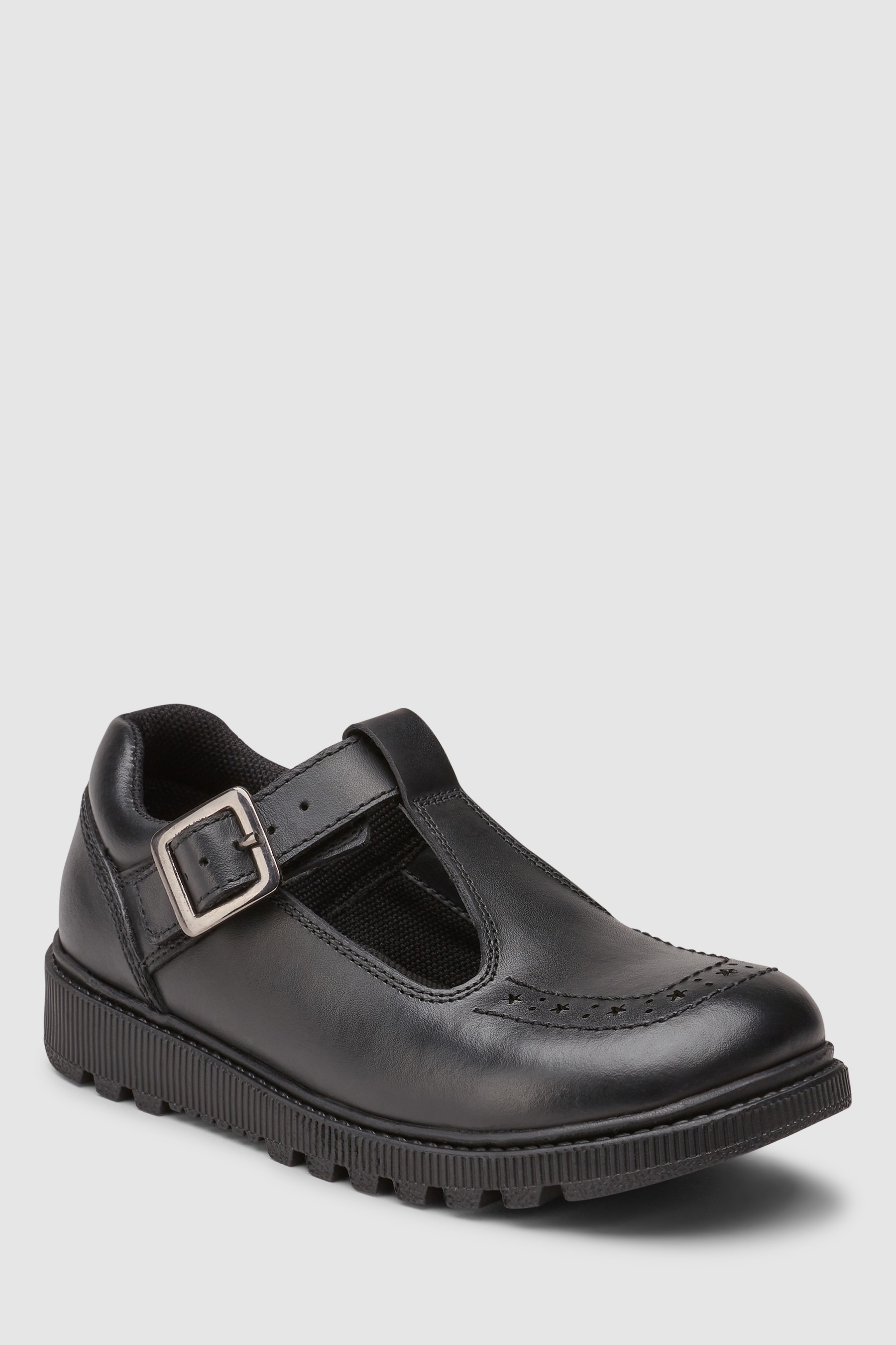 Leather Chunky T-Bar Shoes