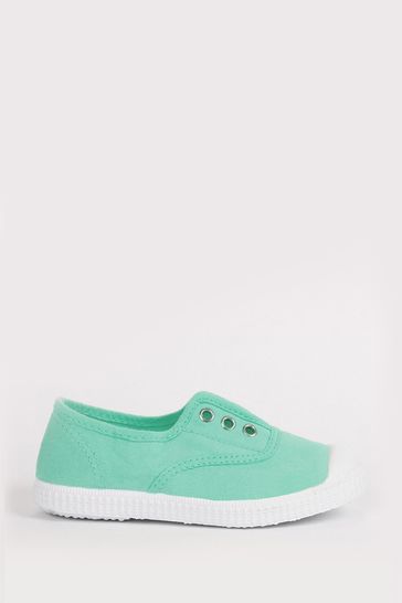 Trotters London Green Plum Canvas Shoes